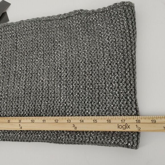 Women Scarf Infinity Gray Silver Tone Cowl Knit Metallic Boho Chic - Picture 9 of 12